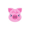 Grinning squinting piggy face emoji flat icon