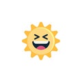 Grinning Squinting Sun Face emoticon flat icon