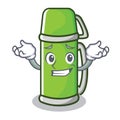 Grinning thermos character cartoon style Royalty Free Stock Photo