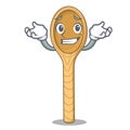 Grinning wooden spoon character cartoon