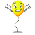 Grinning yellow balloon air in flying cartoon