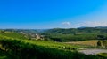 Grinzane Cavour, Piedmont, Italy. July 2018. At the foot of the castle all around heavenly views of the vineyards Royalty Free Stock Photo