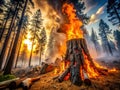 A Gripping Documentary Witnessing the Devastating Impact of Wildfires on a Burning Forest Landscape Royalty Free Stock Photo