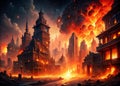 A Gripping LowLight Image of Urban Devastation Dramatic Cityscape Photography Capturing the Aftermath of a Fiery Royalty Free Stock Photo