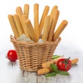 Grissini - fresh breadsticks in a basket