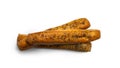 Grissini on a white background. Fresh breadsticks. Royalty Free Stock Photo