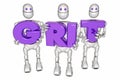 Grit Determination Persistence Robots Holding Letters 3d Illustration