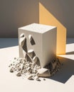 grit of gravel and limestone catching the sunlight. Podium, empty showcase for packaging product presentation, AI