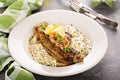 Grits with fried fish and shrimp