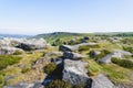 Gritstone rocks large and small scattered along the top of Baslow Edge Royalty Free Stock Photo