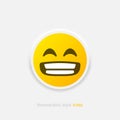 Gritting his teeth laughing. Neumorphic emoji vector icon. Positive emoticon in neumorphism style isolated on gray