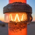 Gritty Construction Warning Light at Sunset Royalty Free Stock Photo