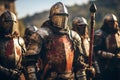 Gritty Medieval knights field. Generate Ai Royalty Free Stock Photo