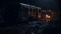 Gritty Urban Rv Scene With Fire - Unreal Engine Rendered Art