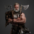 Grizzled elderly Viking warrior, displaying strength and wisdom Royalty Free Stock Photo