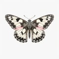 Grizzled Skipper Butterfly: Black And White Lady On White Background