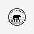 Grizzly bear badge logo vector illustration design. vintage bear symbol