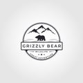 grizzly bear badge logo vector illustration design. vintage bear symbol