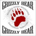 Grizzly Bear footprint emblem - vector