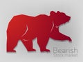 Grizzly bear in geometric Paper cut bearish trend, technology trading for stock market, vector art and illustration