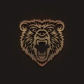 Grizzly Bear Head Emblem. Vector Vintage Illustration.