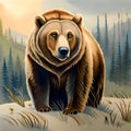 Grizzly bear illustration - ai generated image