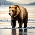 Grizzly bear illustration - ai generated image