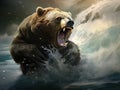 Ai Generated illustration Wildlife Concept of Grizzly Bear Royalty Free Stock Photo