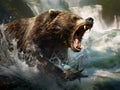 Ai Generated illustration Wildlife Concept of Grizzly Bear Royalty Free Stock Photo