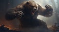 Fierce Battle: Angry Bear\'s Epic Fight In The Dark Forest