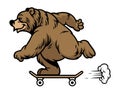 Grizzly bear riding skateboard