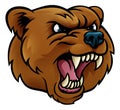 Grizzly Bear Sports Mascot Angry Face Royalty Free Stock Photo