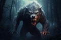 Grizzly Scary werewolf dark. Generate Ai