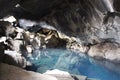 Grjotagja volcanic cave with blue hot thermal water in Iceland presented in the Game of Thrones