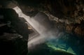 Grjotagja volcanic cave with an incredibly blue and hot thermal water near lake Myvatn. The geothermal grotto and cave