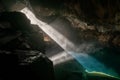 Grjotagja volcanic cave with an incredibly blue and hot thermal water near lake Myvatn. The geothermal grotto and cave