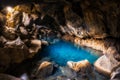 GrjÃÂ³tagjÃÂ¡ cave a natural hot spring in Iceland Royalty Free Stock Photo