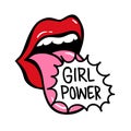 GRL PWR short quote. Girl Power cute hand drawing illustration Royalty Free Stock Photo