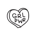 GRL PWR short quote. Girl Power cute hand drawing illustration Royalty Free Stock Photo