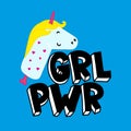 GRL PWR short quote. Girl Power cute hand drawing illustration Royalty Free Stock Photo