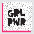 GRL PWR short quote. Girl Power cute hand drawing illustration Royalty Free Stock Photo