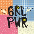 GRL PWR short quote. Girl Power cute hand drawing illustration Royalty Free Stock Photo