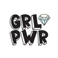 GRL PWR short quote. Girl Power cute hand drawing illustration Royalty Free Stock Photo