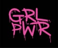 GRL PWR. Urban street graffiti style with splash effects and drops on black background Royalty Free Stock Photo