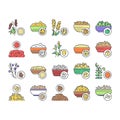 Groats Natural Food Collection Icons Set Vector .