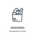 groceries icon vector from gastronomy collection collection. Thin line groceries outline icon vector illustration