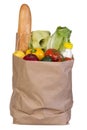 Groceries in paper bag isolated on white Royalty Free Stock Photo