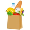 Paper bag with groceries. Vector illustration Royalty Free Stock Photo