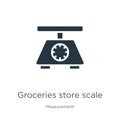 Groceries store scale icon vector. Trendy flat groceries store scale icon from measurement collection isolated on white background