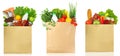 Grocery bag with Fresh and healthy groceries Royalty Free Stock Photo